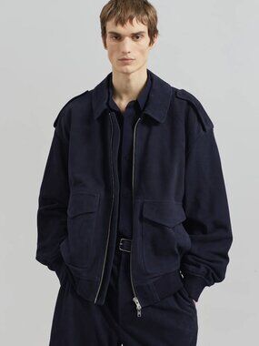 The Frankie Shop Navy Viper Suede Jacket